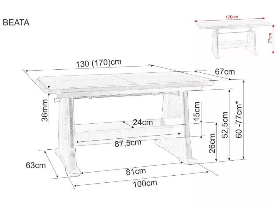 Išskleidžiamas žurnalinis staliukas BEATA 2
