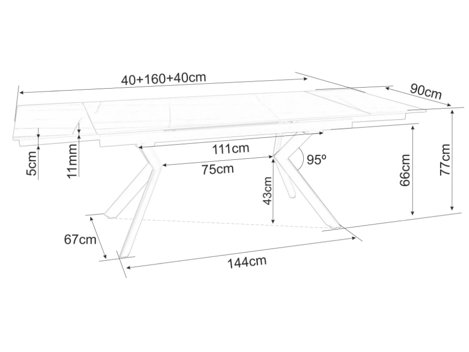 Išskleidžiamas stalas NORTON 160 8 Išskleidžiamas stalas NORTON 160 8