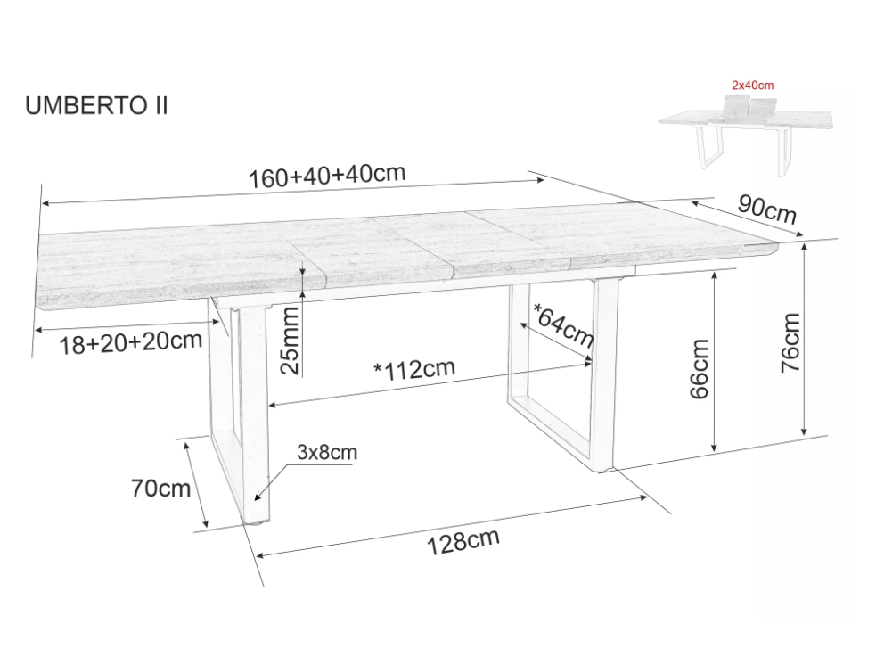 Išskleidžiamas stalas UMBERTO II 160 9 Išskleidžiamas stalas UMBERTO II 160 9