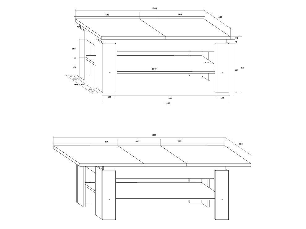 Išskleidžiamas žurnalinis staliukas BOSTON 2 Išskleidžiamas žurnalinis staliukas BOSTON 2