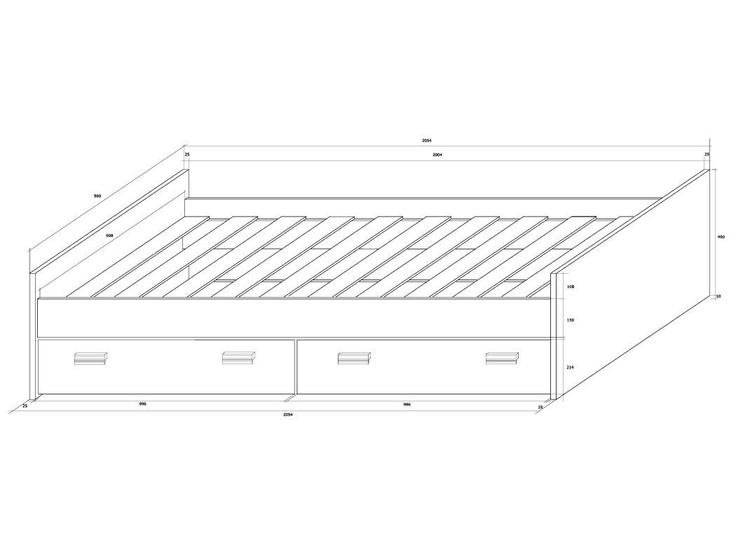 Jaunuolio lova su stalčiais KIT-04 3