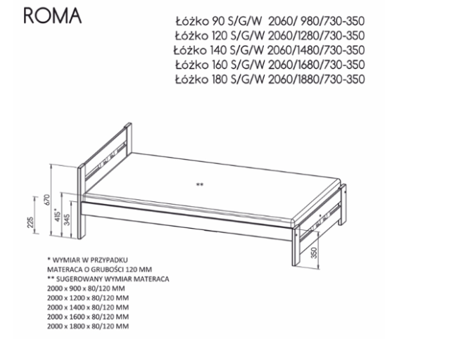 Jaunuolio lova ROMA 1 Jaunuolio lova ROMA 1