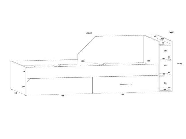 Jaunuolio lova su stalčiais PAX-08 7