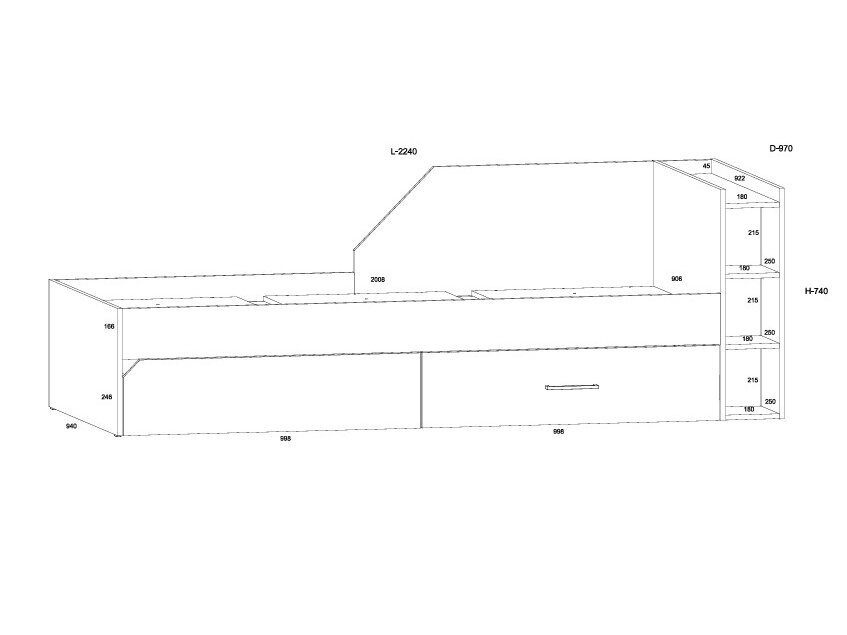 Jaunuolio lova su stalčiais PAX-08 7 Jaunuolio lova su stalčiais PAX-08 7