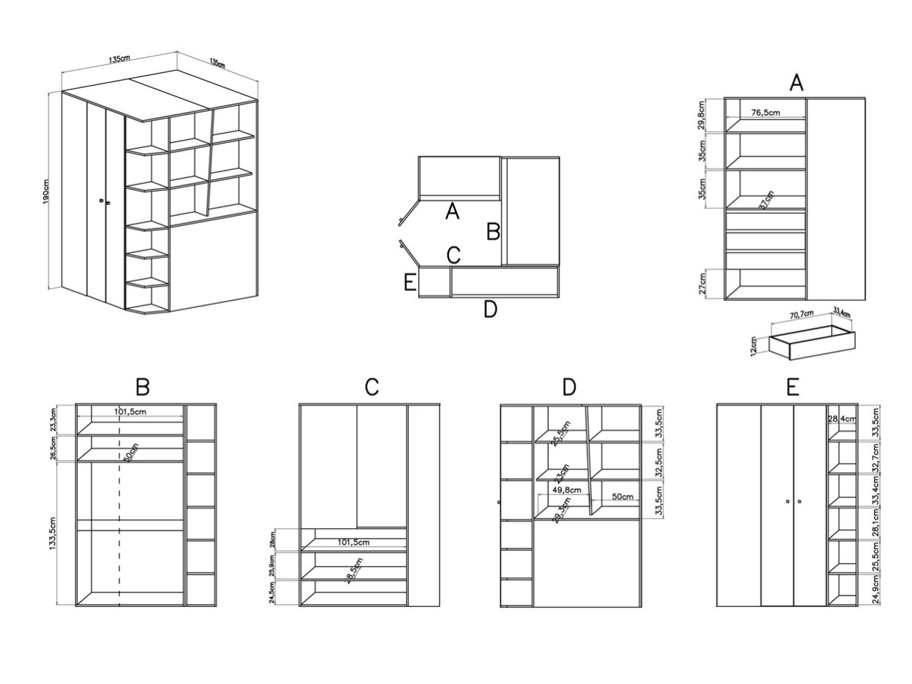Kampinė spinta-drabužinė DL1 1