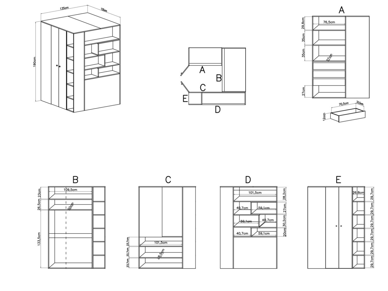 Kampinė spinta-drabužinė SI1 5