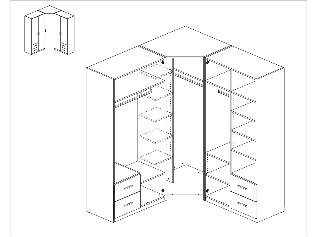 Kampinė spinta MBL 189/214 8 Kampinė spinta MBL 189/214 8