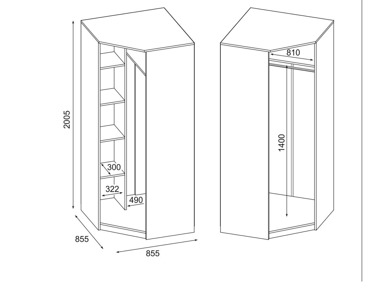 Kampinė spinta MBL 85/200 2 Kampinė spinta MBL 85/200 2
