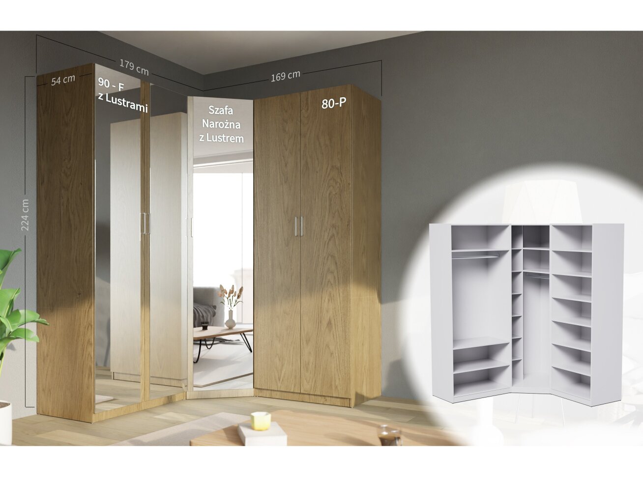 Kampinė spinta MBL MAX 179x169 Kampinė spinta MBL MAX 179x169