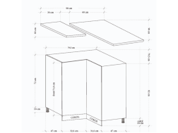 Kampinė apatinė spintelė Langen D90N