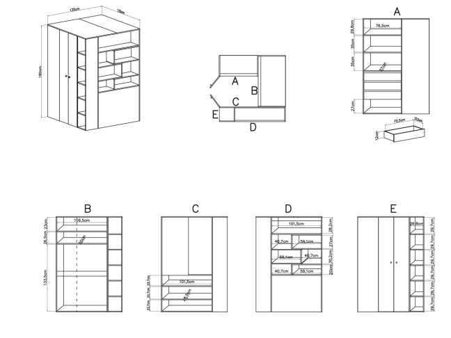 Kampinė spinta-drabužinė SI1 5 Kampinė spinta-drabužinė SI1 5