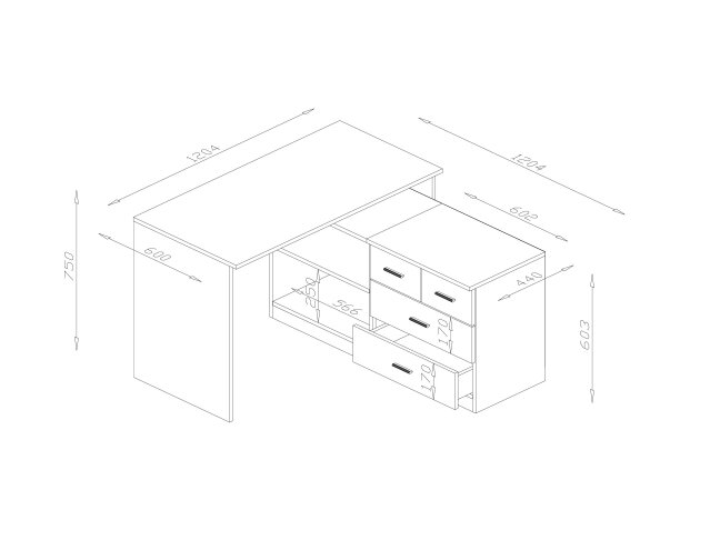 Kampinis Darbo stalas MBL 120x120 2