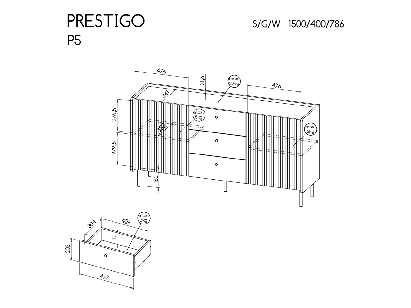 Komoda PRESTIGO P5 2 Komoda PRESTIGO P5 2
