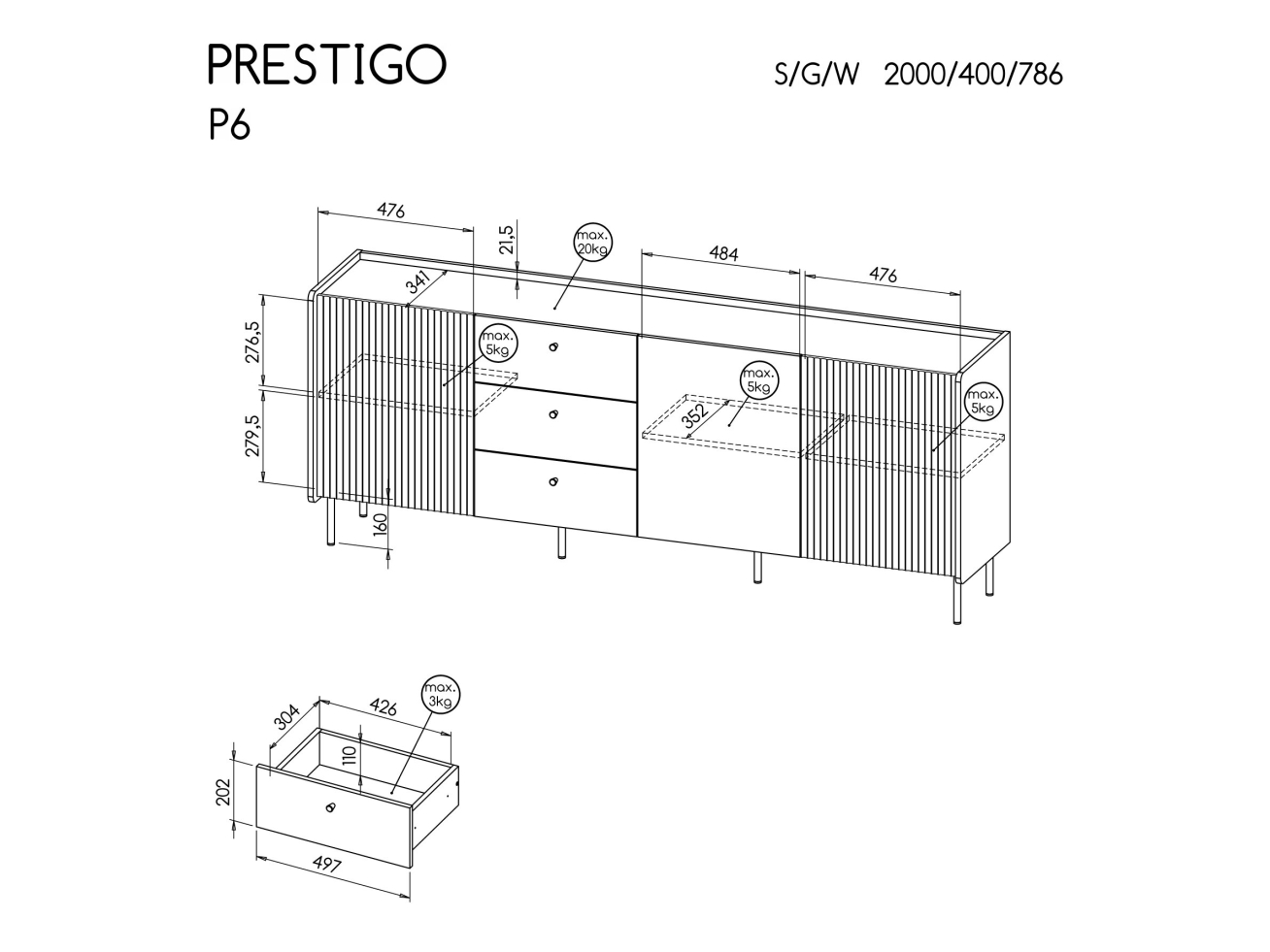 Komoda PRESTIGO P6 2 Komoda PRESTIGO P6 2