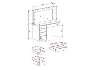 Kosmetinis staliukas HOLLYWOOD 2 XL