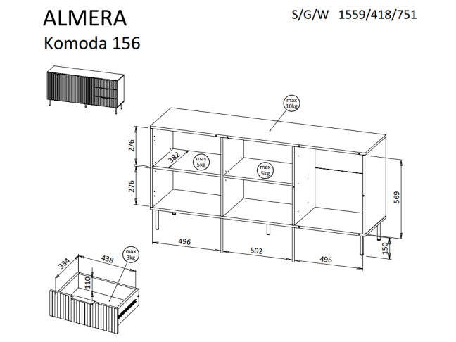 Komoda ALMERA T1 4 Komoda ALMERA T1 4
