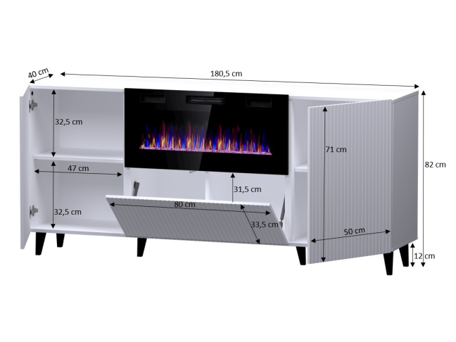 Komoda PAFOS 180 su elektriniu židiniu 2 Komoda PAFOS 180 su elektriniu židiniu 2