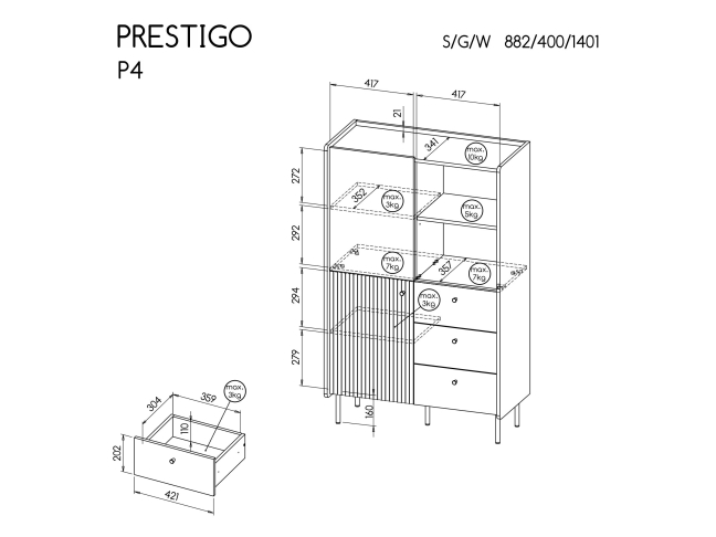 Komoda PRESTIGO P4 2 Komoda PRESTIGO P4 2