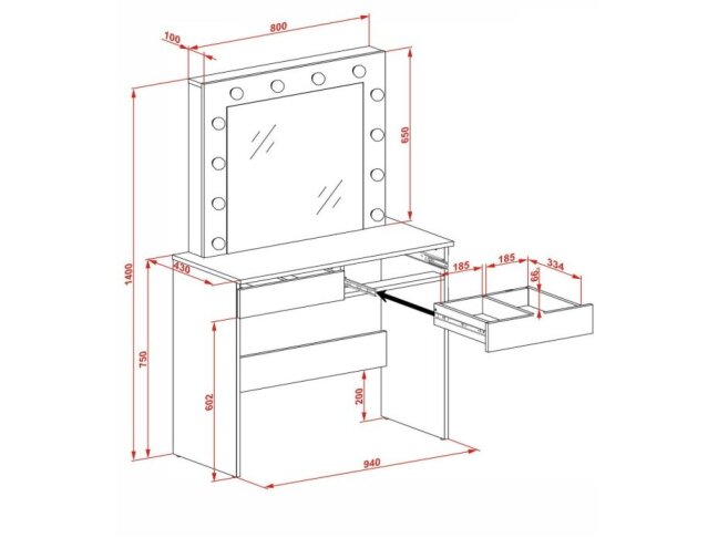 Kosmetinis staliukas HOLLYWOOD 2 8