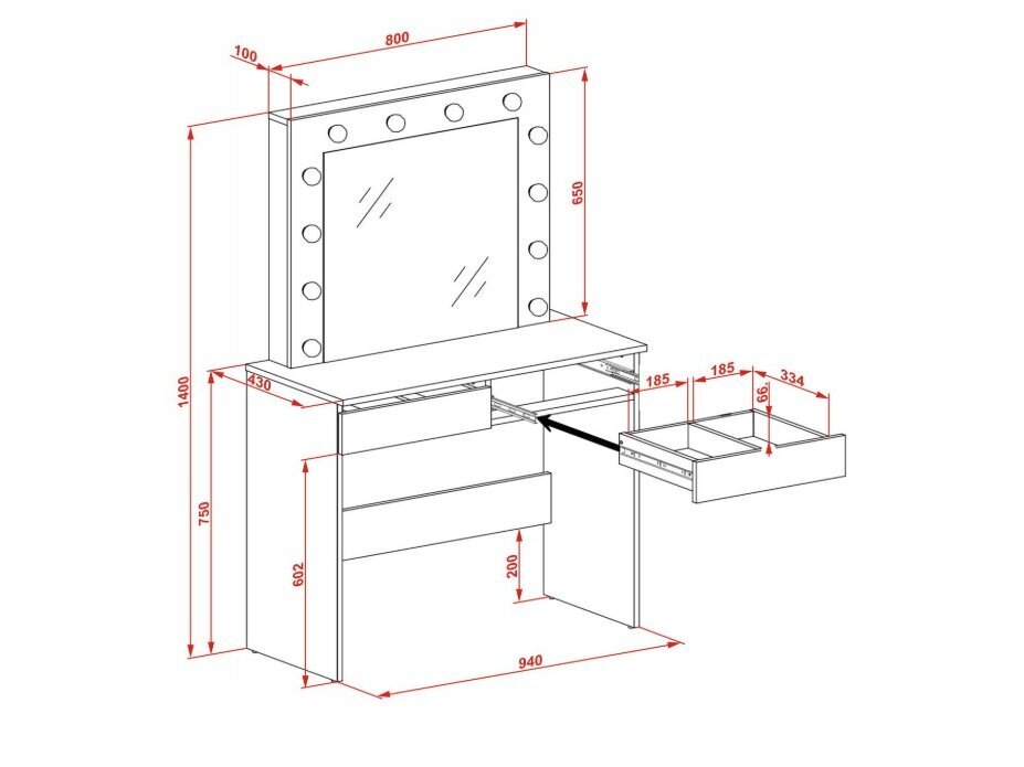 Kosmetinis staliukas HOLLYWOOD 2 8