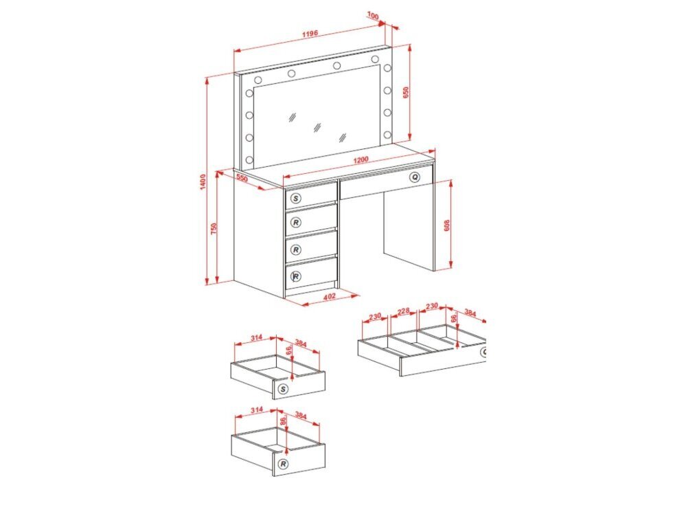 Kosmetinis staliukas HOLLYWOOD 2 XL 9 Kosmetinis staliukas HOLLYWOOD 2 XL 9