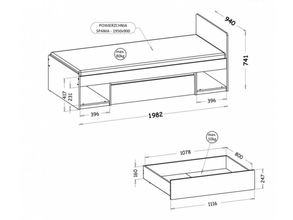 Jaunuolio lova su stalčiumi ARCA AR9 1