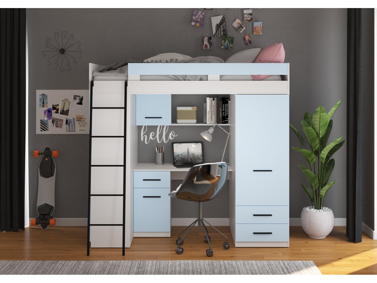 Lova su spinta ir rašomuoju stalu LEVEl 3