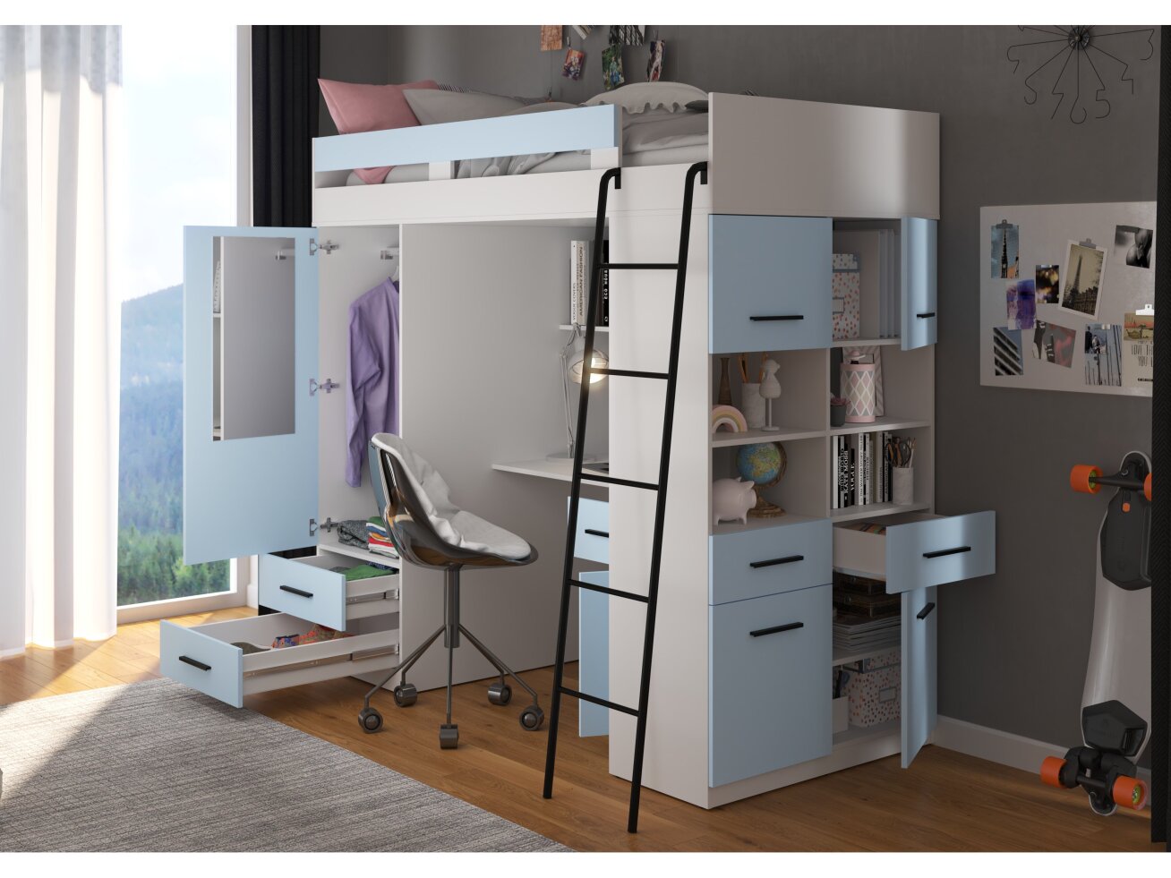 Lova su spinta ir rašomuoju stalu LEVEl 2