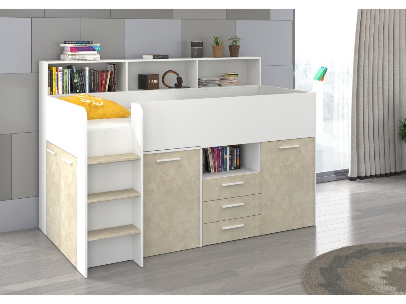 Lova su stalčiais ir rašomuoju stalu NEO 4