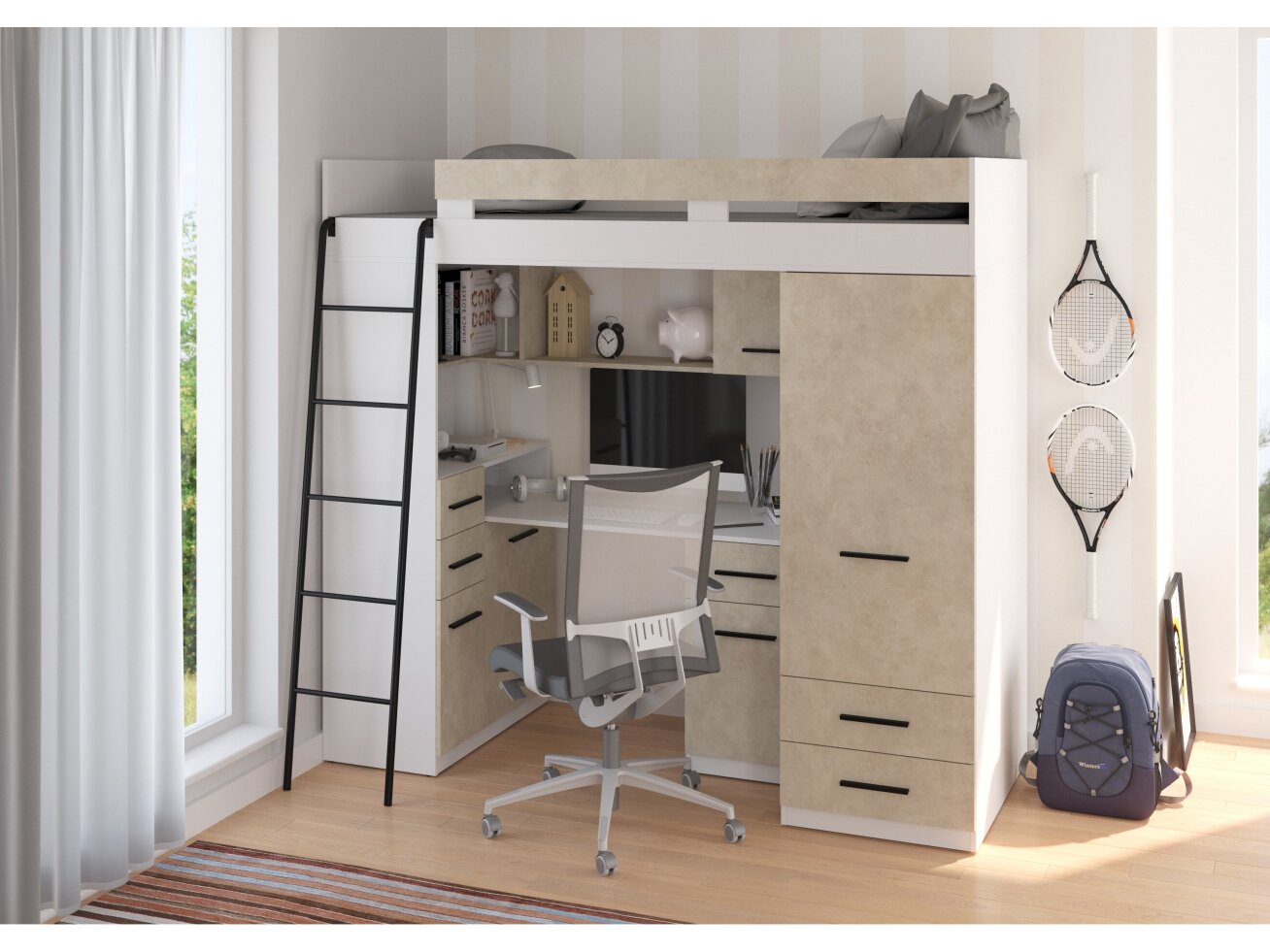 Lova su spinta ir rašomuoju stalu SMYK 2