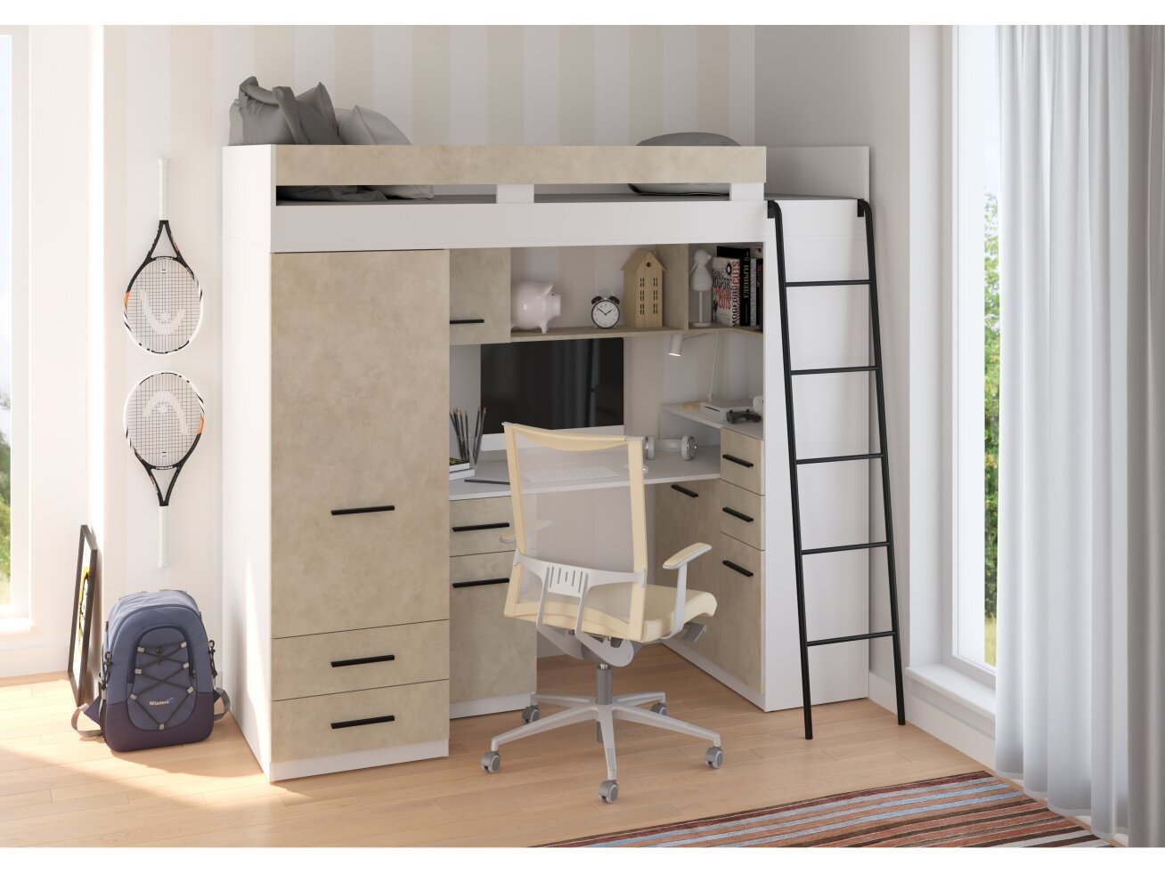 Lova su spinta ir rašomuoju stalu SMYK 3