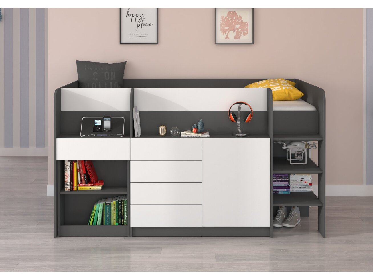 Lova su stalčiais ir rašomuoju stalu SMILE 4