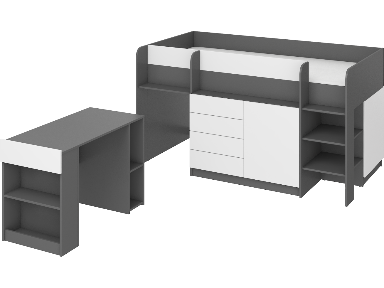 Lova su stalčiais ir rašomuoju stalu SMILE 1
