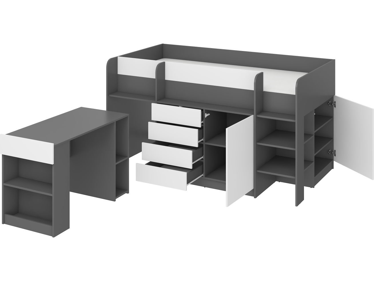 Lova su stalčiais ir rašomuoju stalu SMILE 2