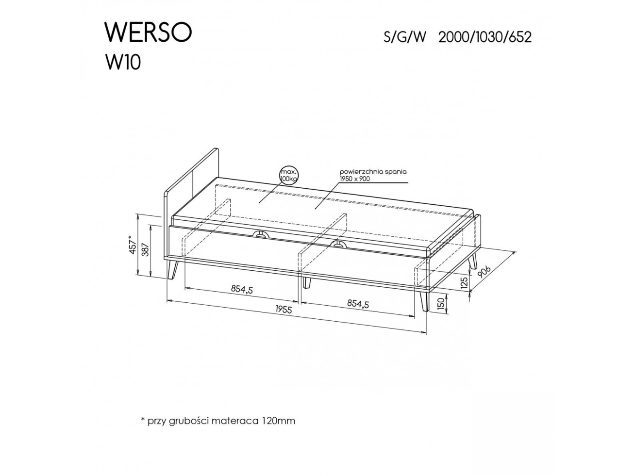Jaunuolio lova su stalčiumi WERSO W10 2 Jaunuolio lova su stalčiumi WERSO W10 2