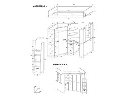 Lova su spinta ir rašomuoju stalu ANTRESOLA