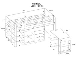 Lova su stalčiais ir rašomuoju stalu SMILE