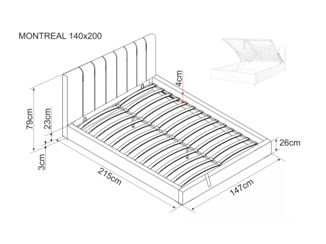 Lova su čiužiniu PM MONTREAL 160x200 4 Lova su čiužiniu PM MONTREAL 160x200 4