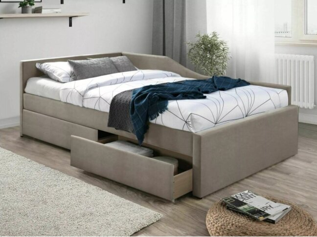 Lova su stalčiais ELIOT 120 VELVET