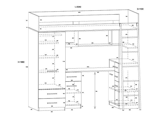 Lova su spinta ir rašomuoju stalu SMYK 5