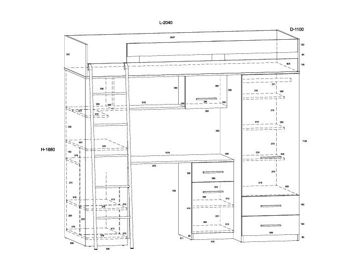 Lova su spinta ir rašomuoju stalu SMYK 4