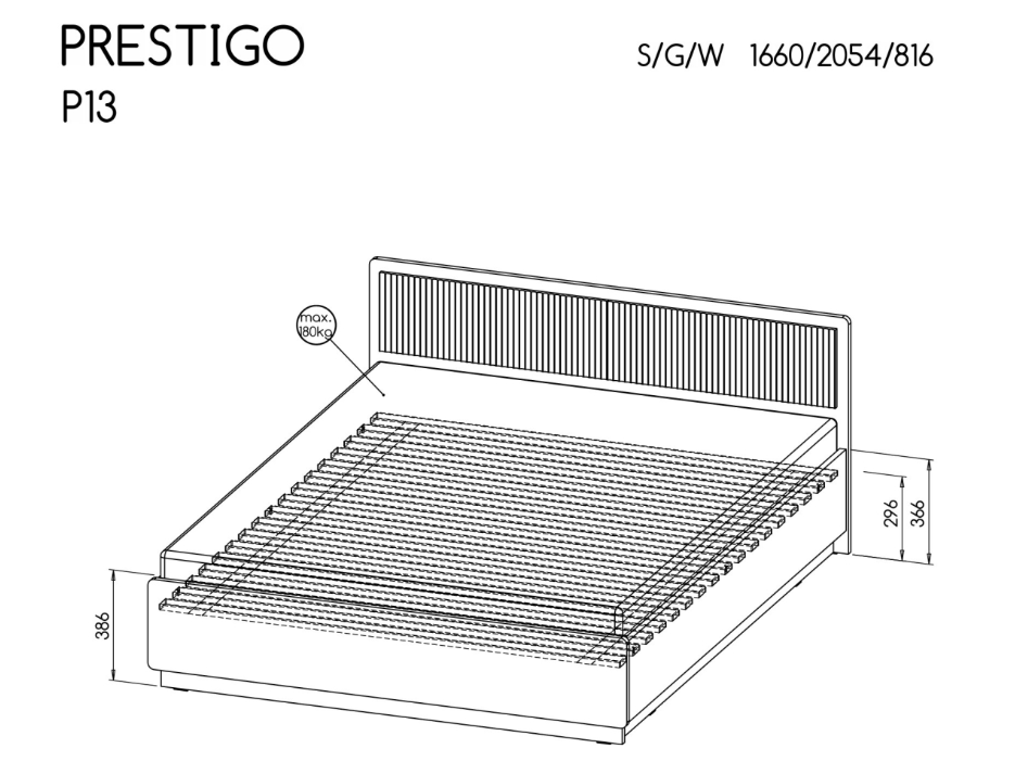 Lova su čiužiniu PMK PRESTIGO P13 160x200 3