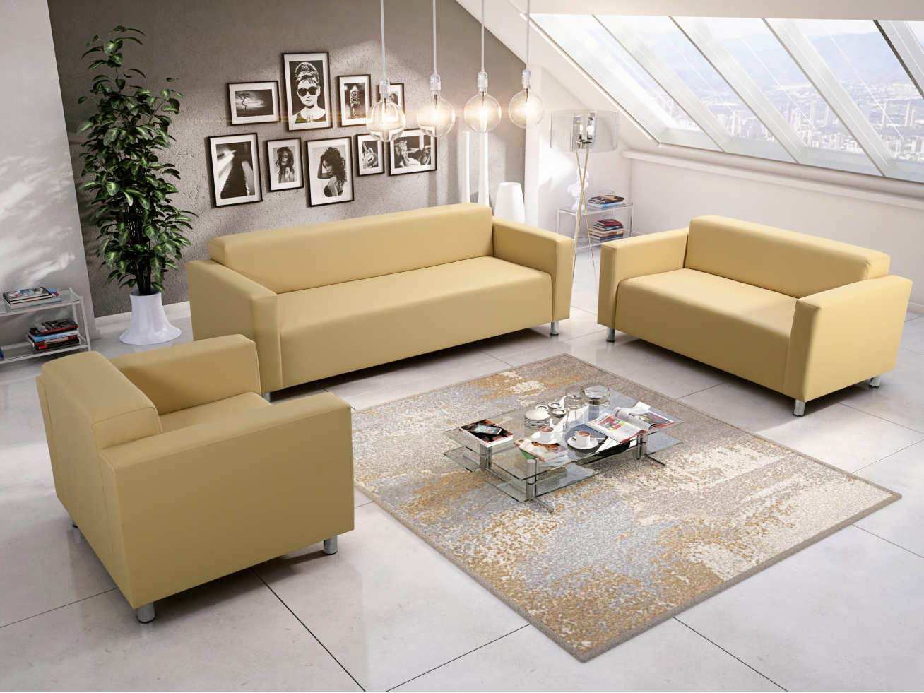 Minkštų baldu komplektas HUGO III+II+I Minkštų baldu komplektas HUGO III+II+I