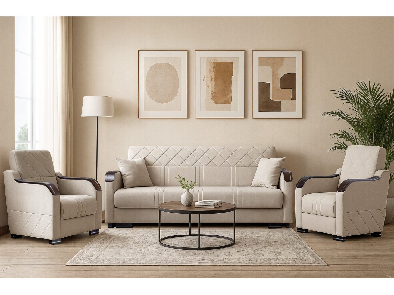 Minkštų baldų komplektas KORA 3+1+1 1 Minkštų baldų komplektas KORA 3+1+1 1