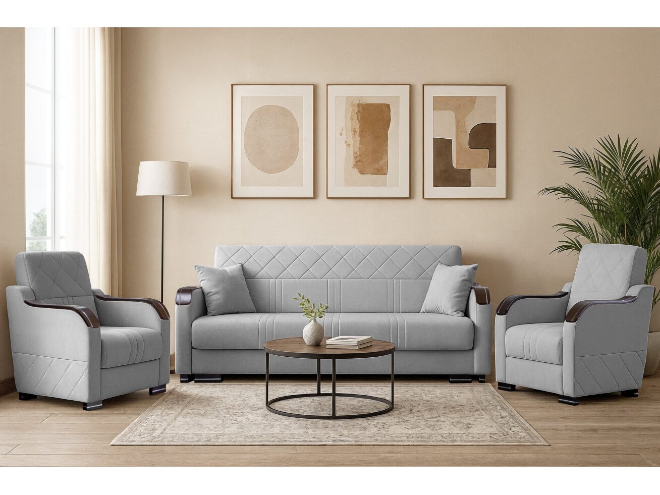 Minkštų baldų komplektas KORA 3+1+1