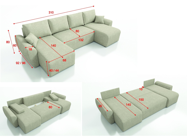Minkštas kampas TOP 106 U A+B 3