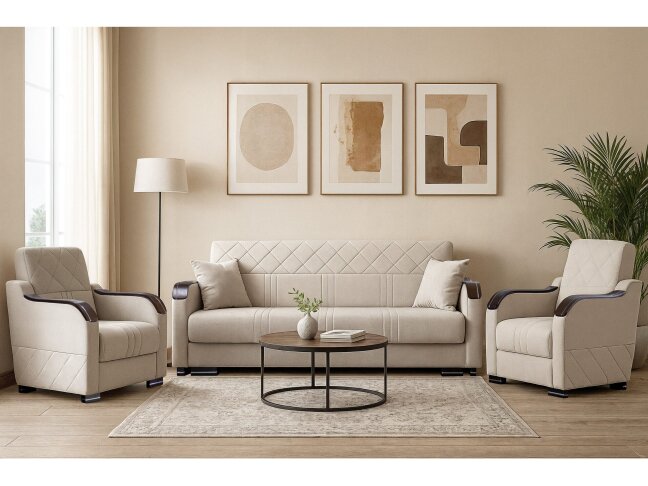 Minkštų baldų komplektas KORA 3+1+1 1 Minkštų baldų komplektas KORA 3+1+1 1