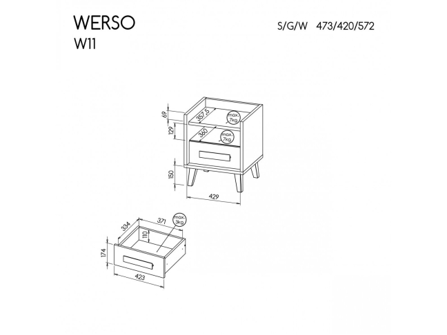 Naktinis staliukas WERSO W11 1