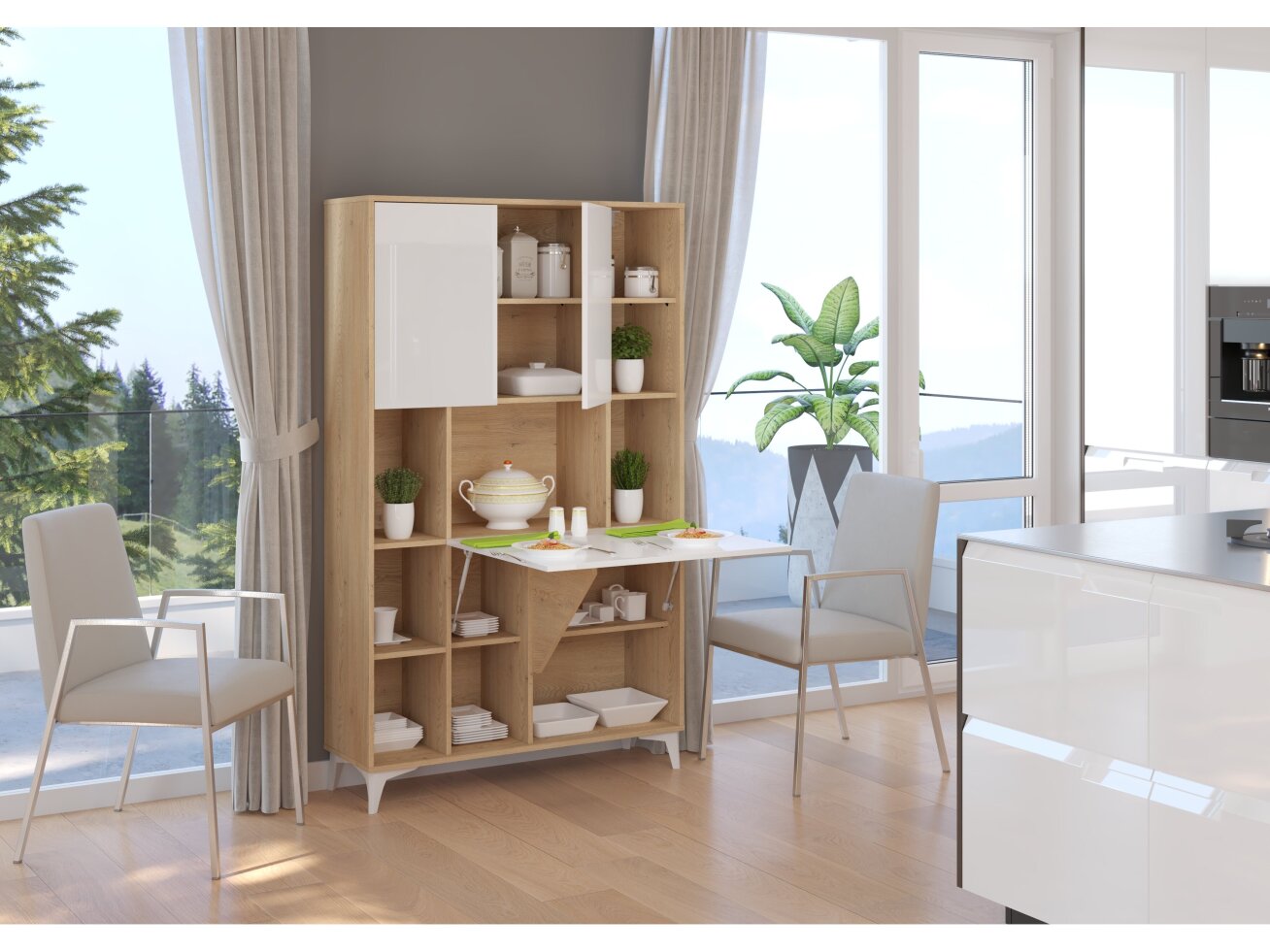 Pastatoma spintelė-stalas MEGAN 2 3