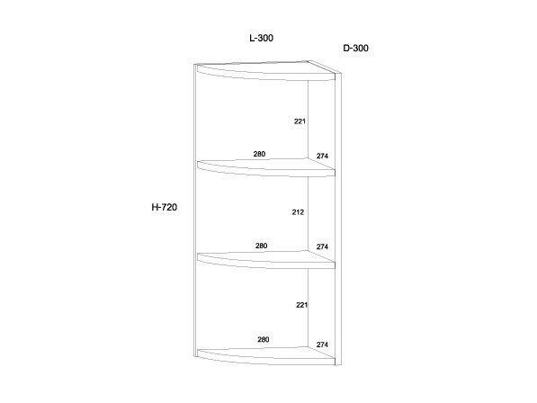 Pakabinama virtuvinė lentyna KOR-12 W30OZ 4